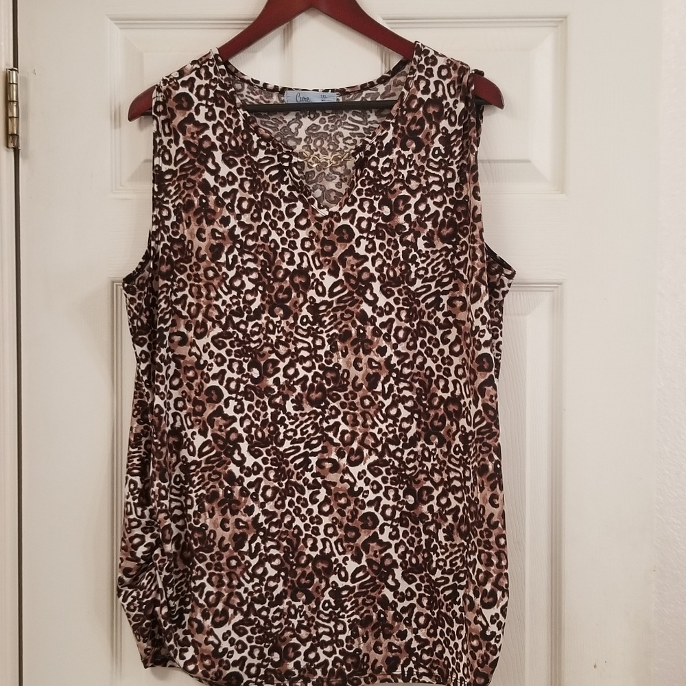 Women's Leopard Print Sleeveless Top . 1X